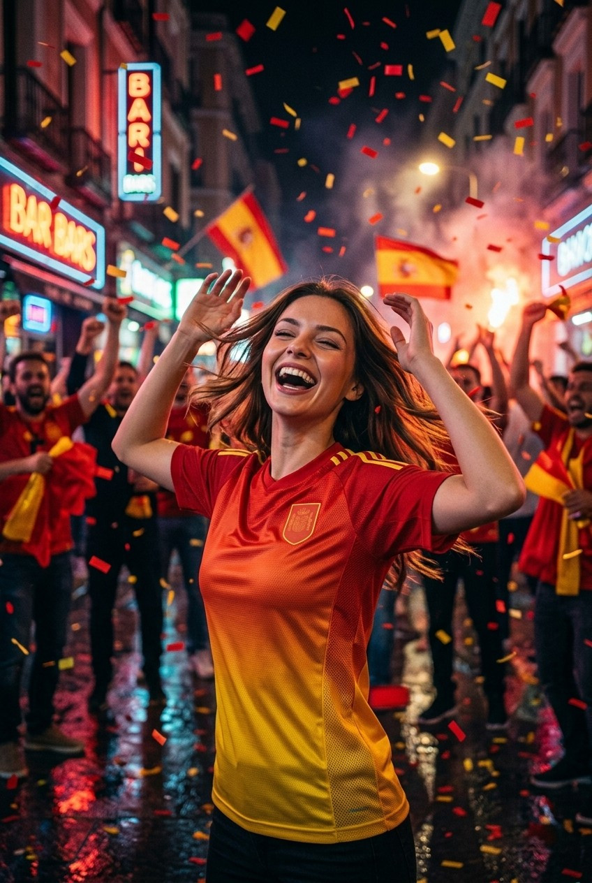 Football Star Poster Series — Street Confetti Celebration (Female)