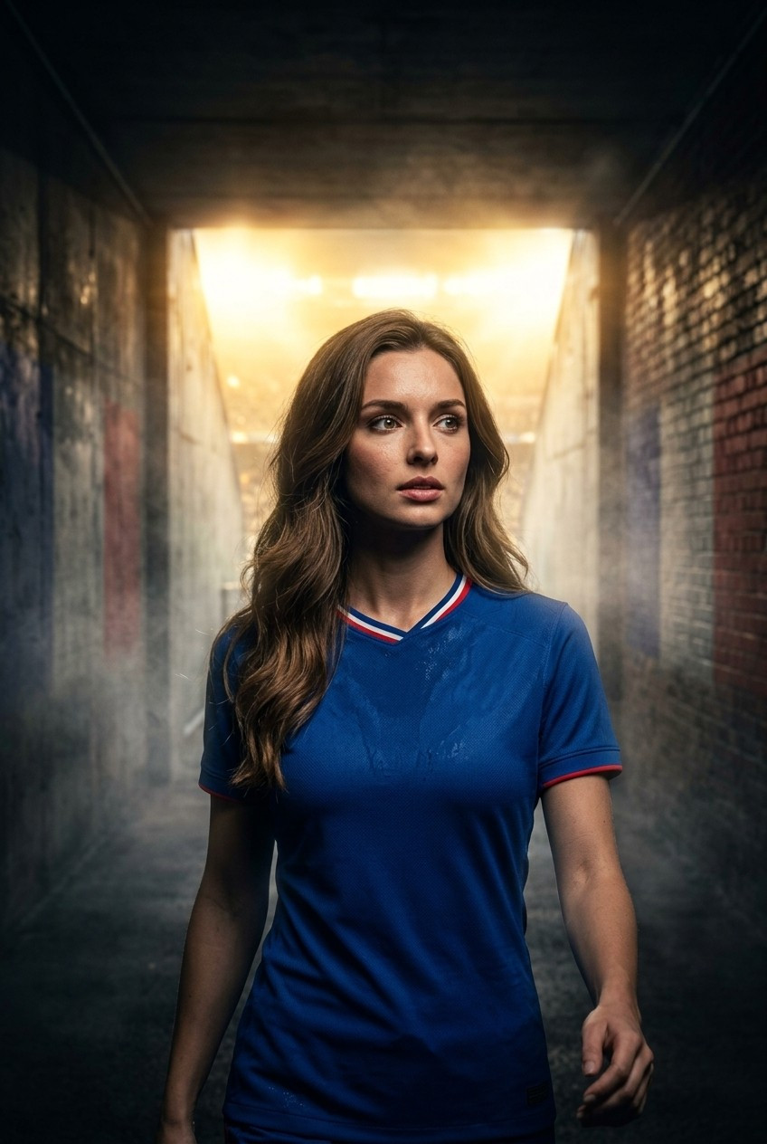 Football Star Poster Series — Tunnel Emotion Portrait (Female)
