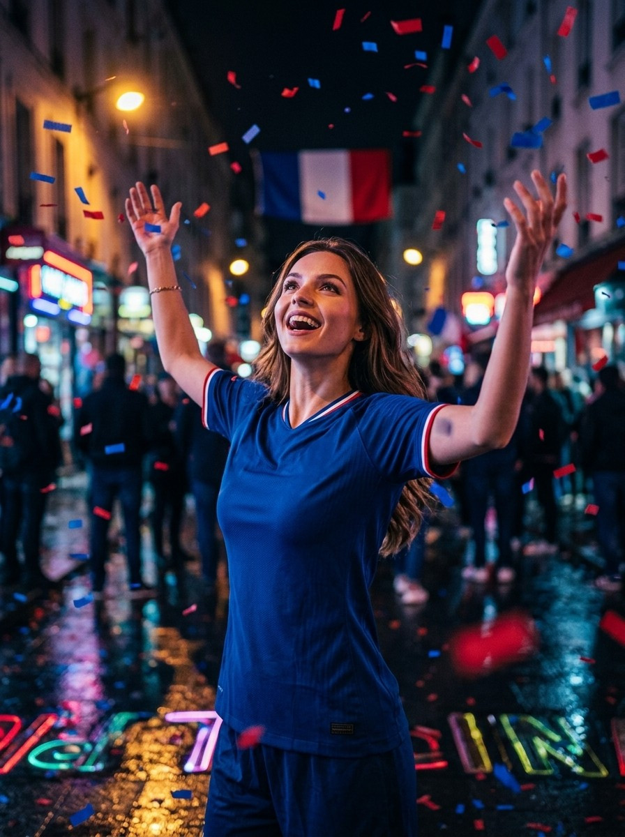 Football Star Poster Series — Street Confetti Celebration (Female)
