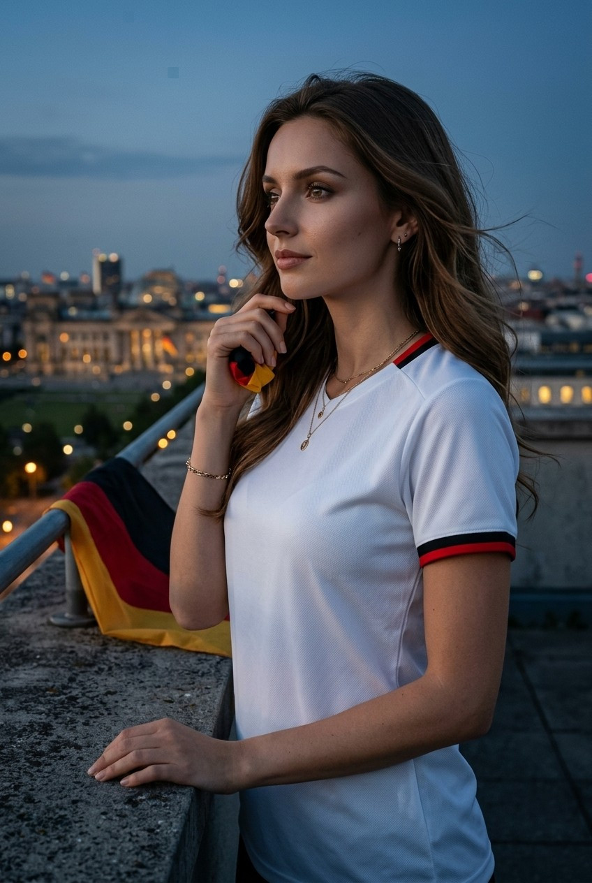 Football Star Poster Series — Rooftop Dream Portrait (Female)