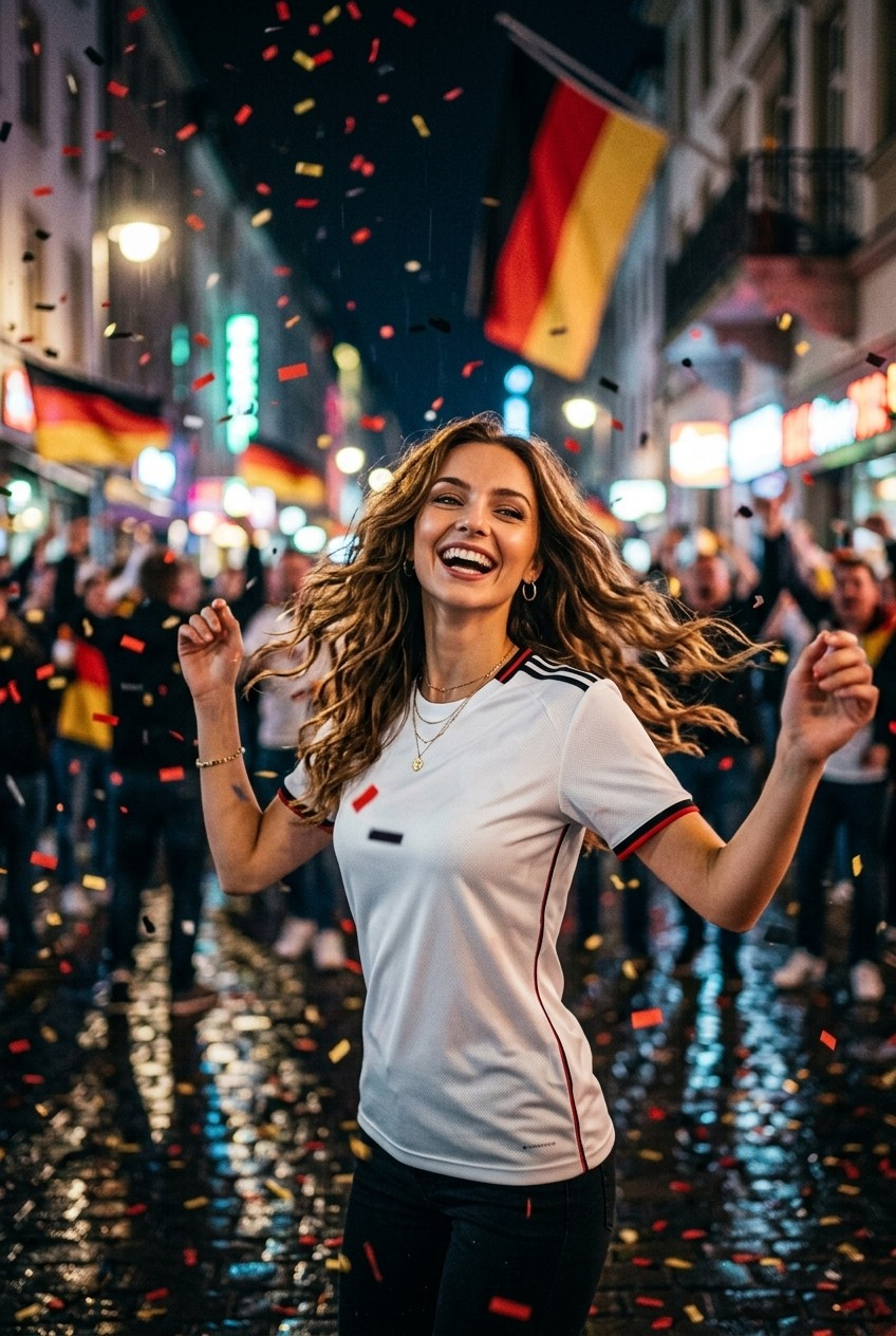 Football Star Poster Series — Street Confetti Celebration (Female)