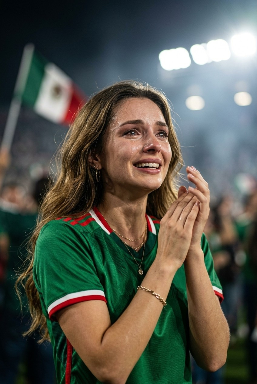 Football Star Poster Series — Emotional Close-Up Fan Portrait (Female)