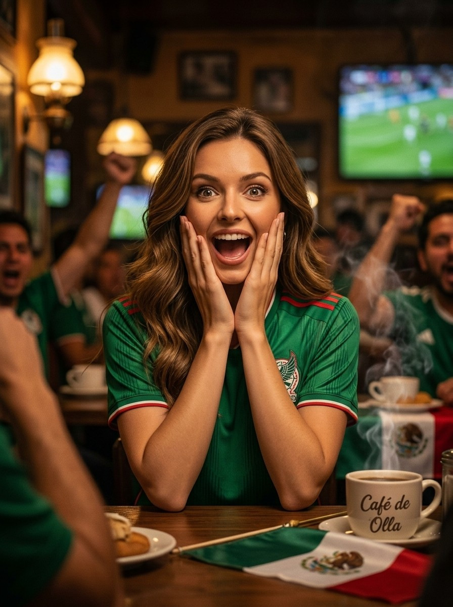Football Star Poster Series — Café Emotional Reaction Portrait (Female)