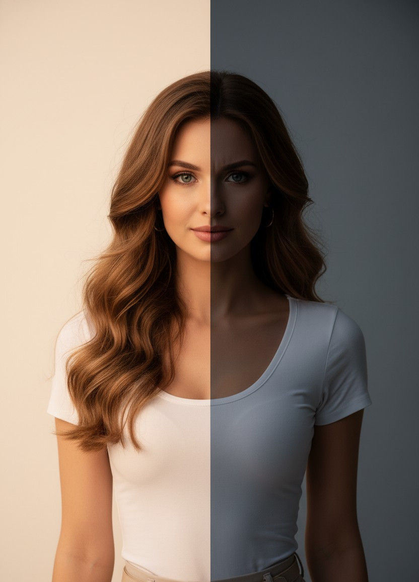 Mind & Emotion Portraits — Dual Emotion Conflict (Female)