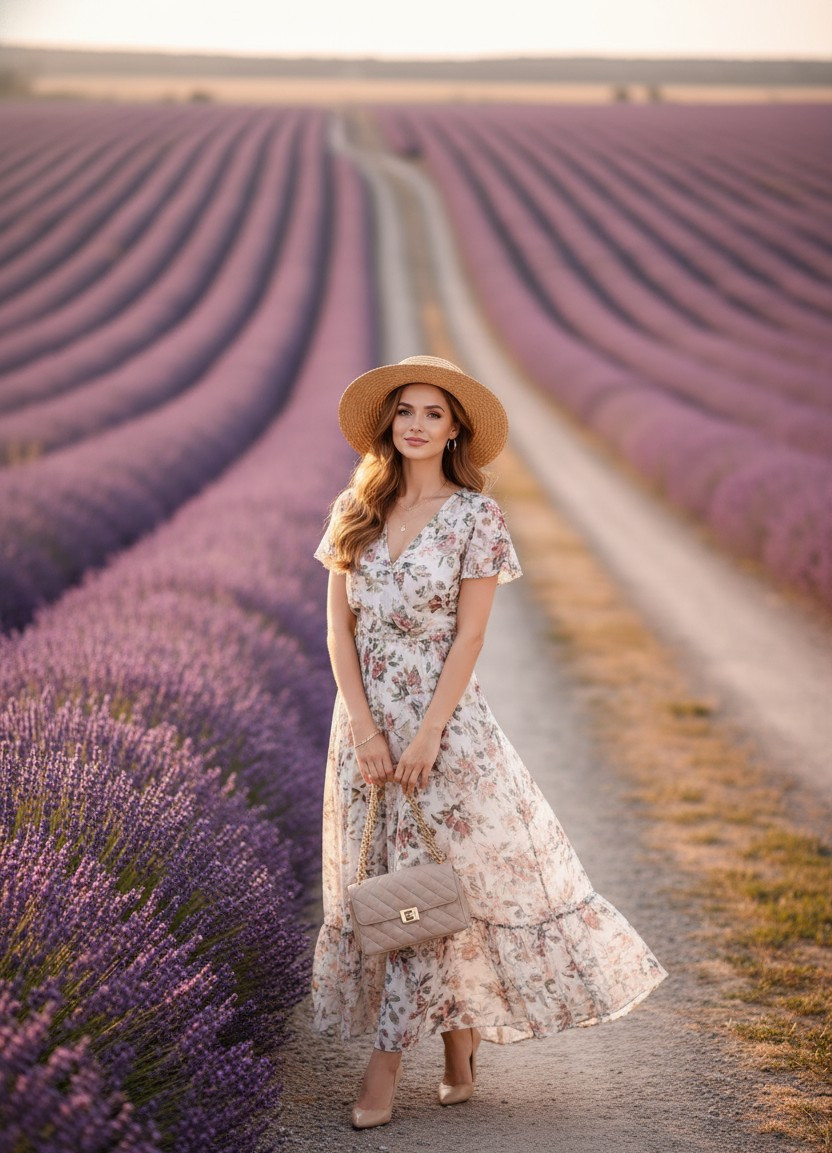 Countryside Portrait — Lavender Fields Travel Portrait (Female)