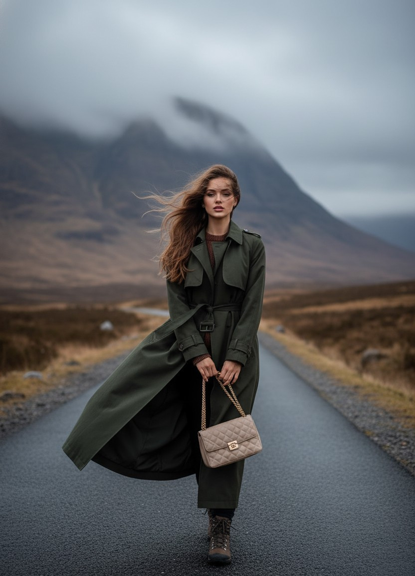 Countryside Portrait — Scottish Highlands Road Portrait (Female)