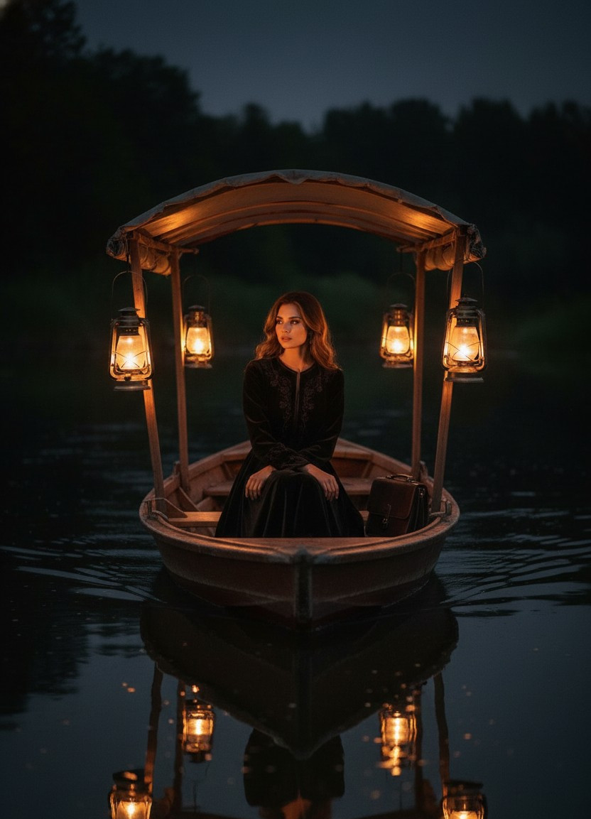 River Travelling — Night River Journey with Lanterns (Female)