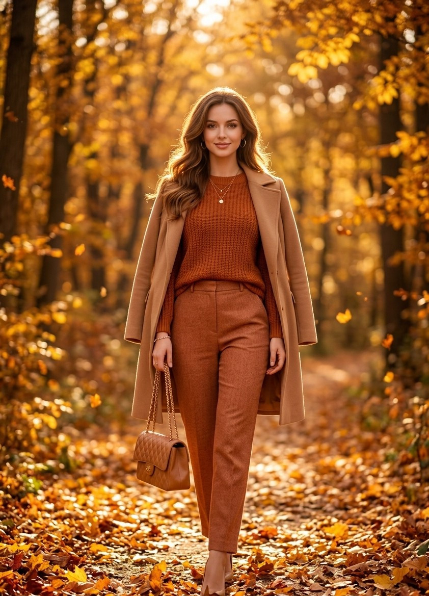 Cozy Autumn — Golden Leaves Portrait (Female)