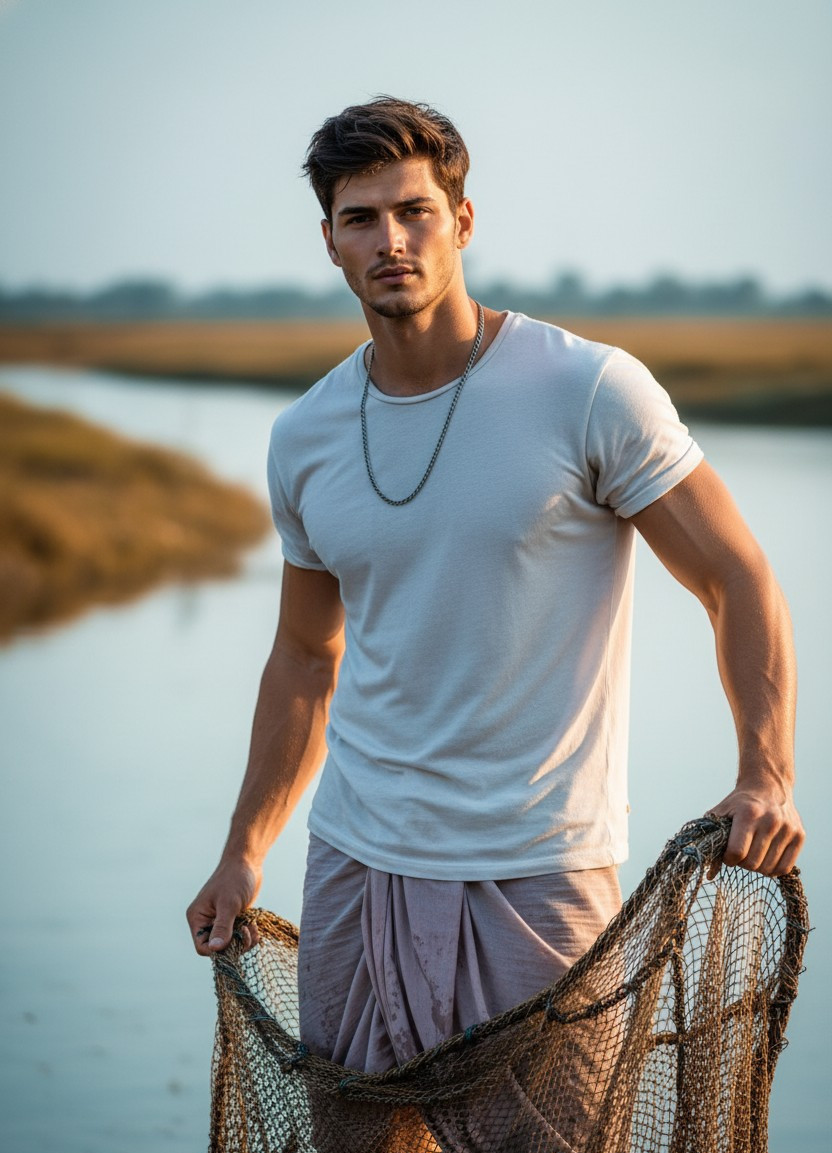 Traditional & Cultural — Fisherman with Net (Male)