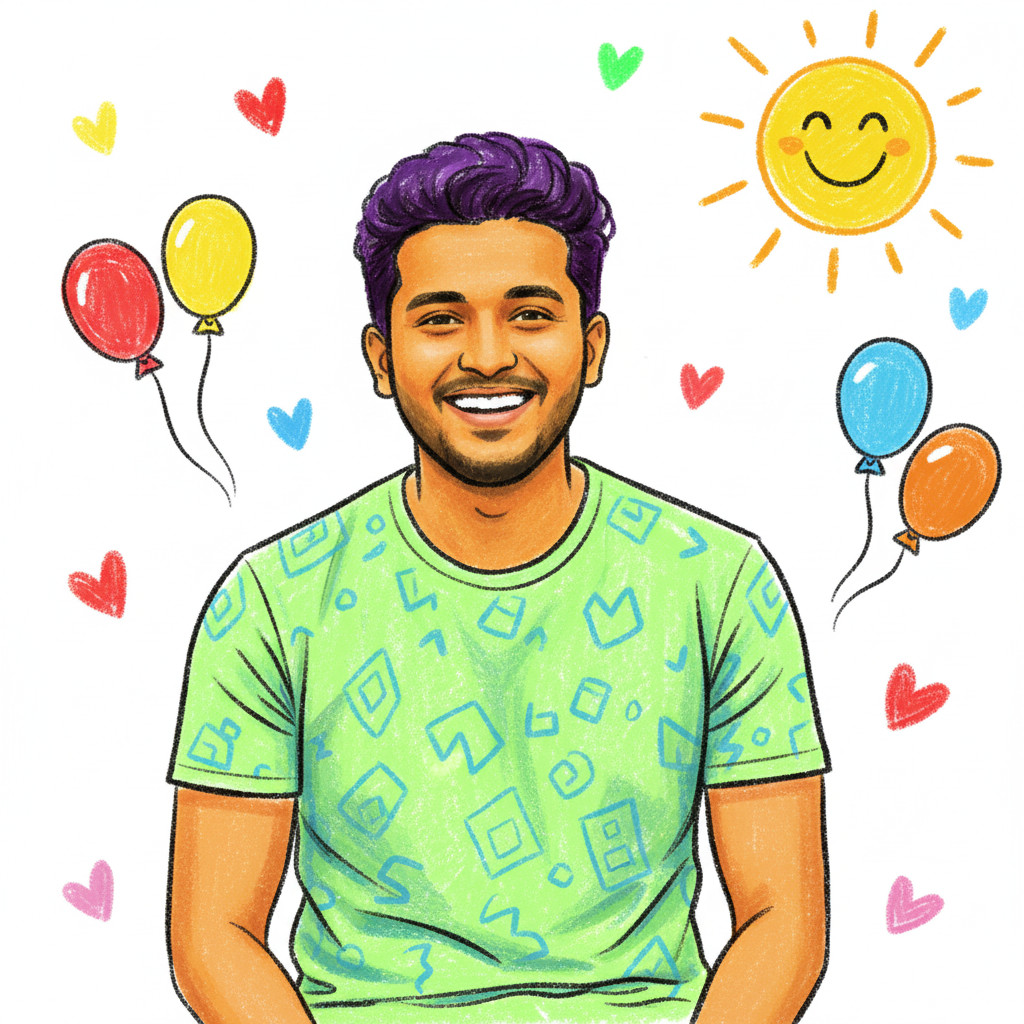 Playful Crayon — Bright Crayon Art Reimagination (Male)