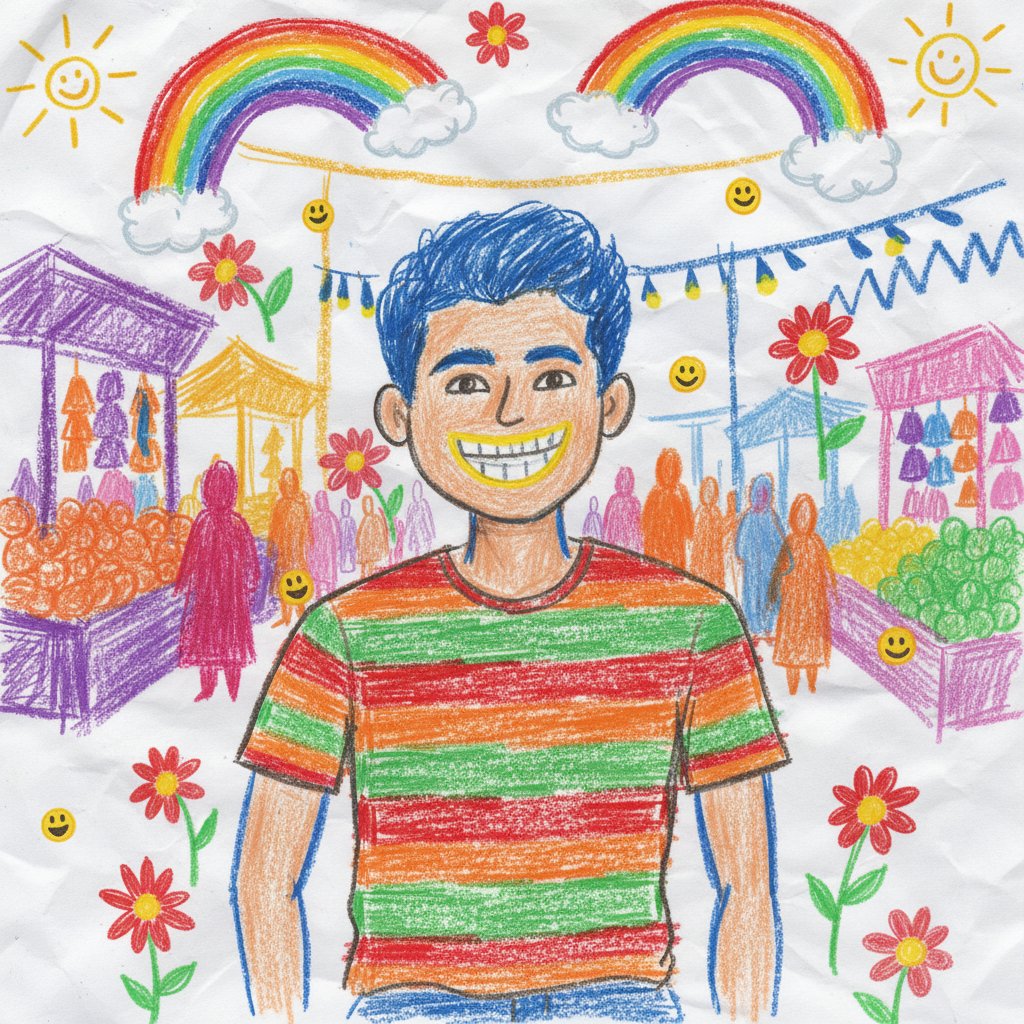 Playful Crayon — Joyful Crayon Doodle Art (Male)