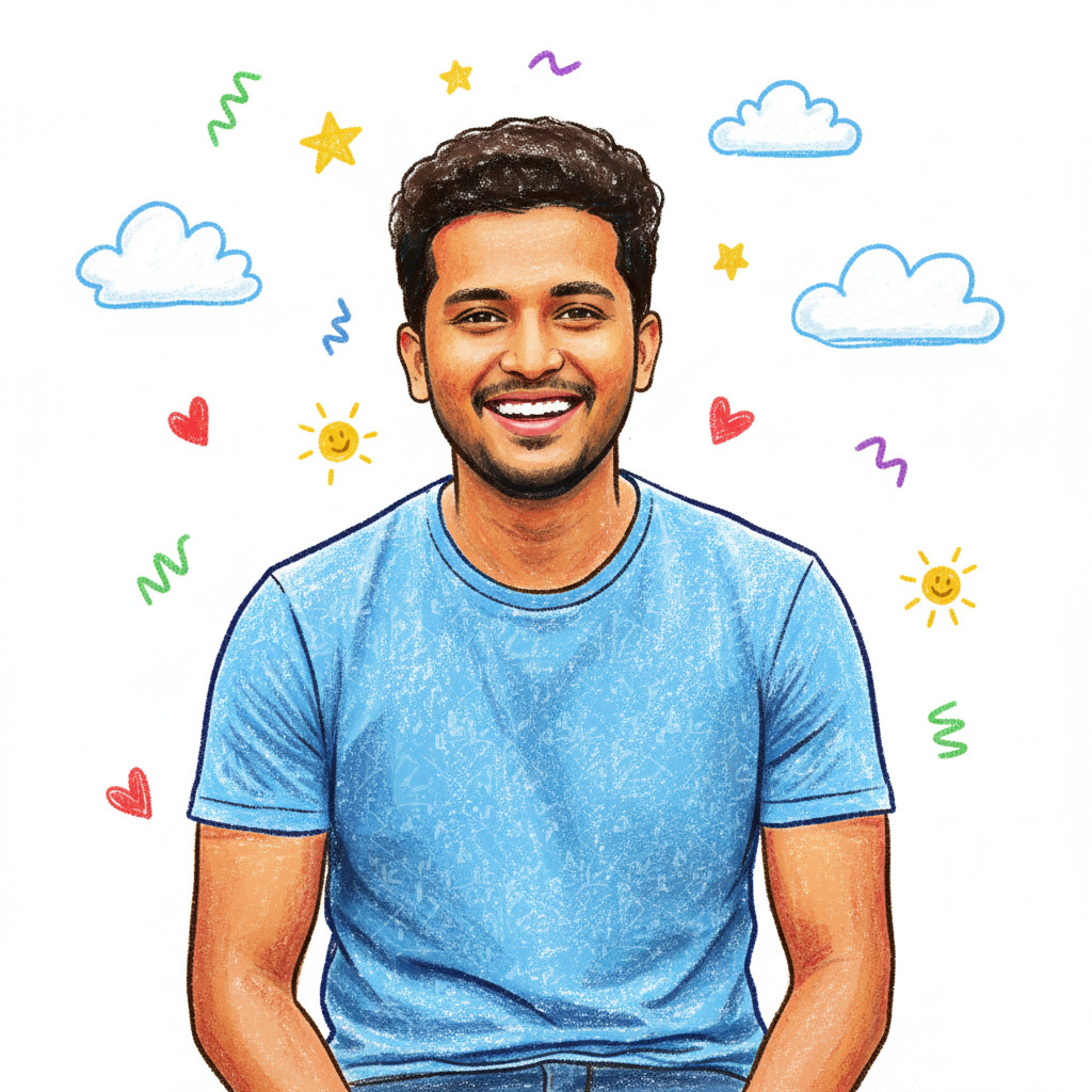 Playful Crayon — Naive Crayon Illustration Look (Male)