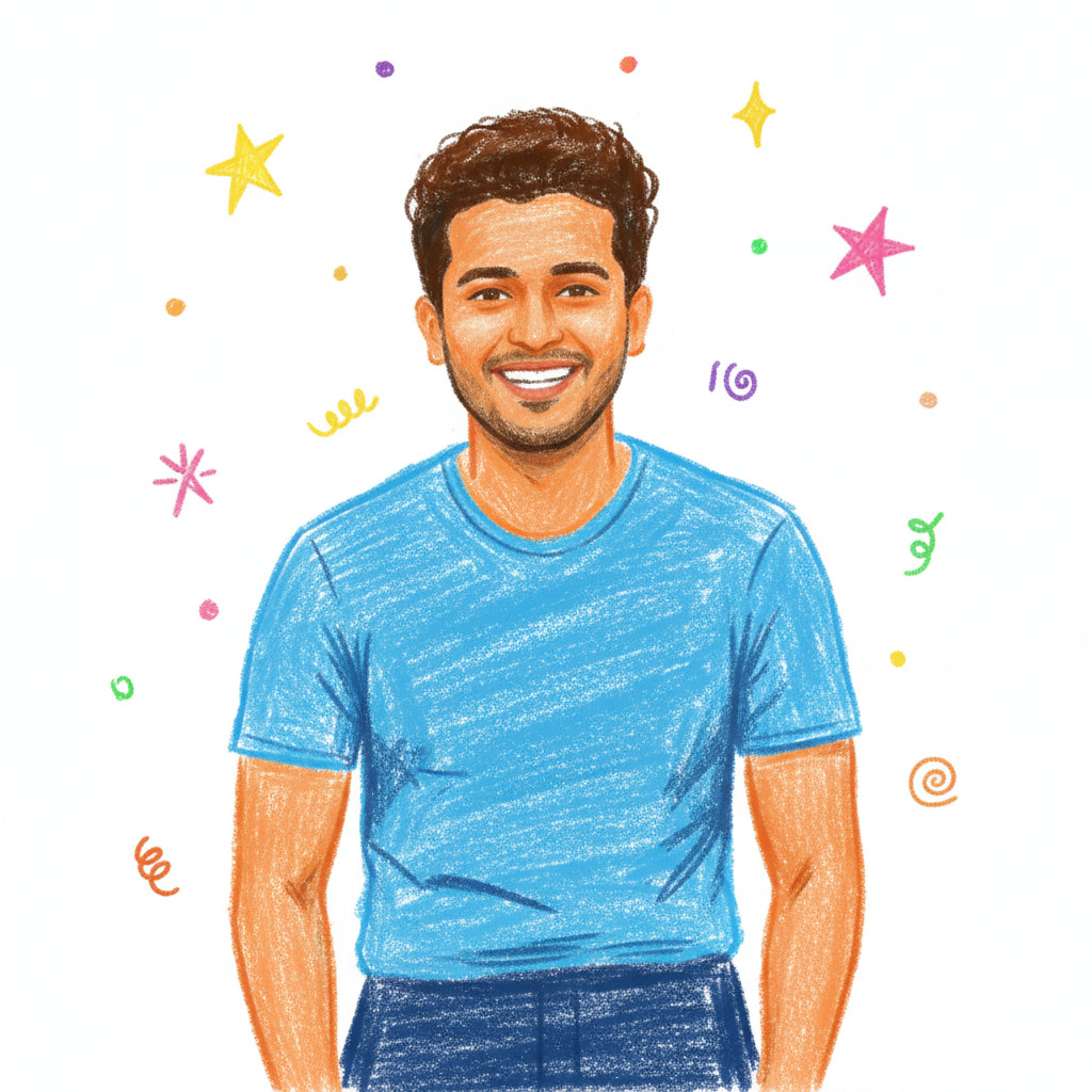 Playful Crayon — Minimal Crayon Doodle Style (Male)