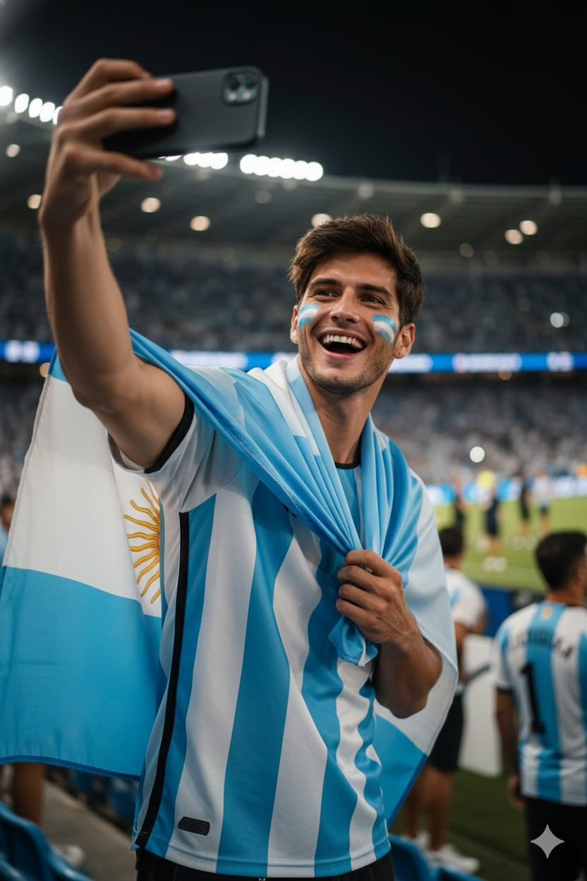 Football Fan Reactions — Cinematic Stadium Selfie Football Fan (Male)