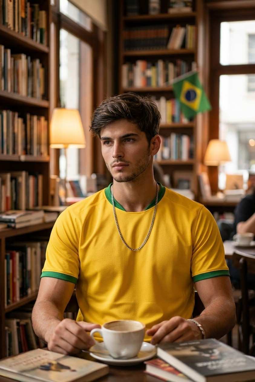 Supporter Lifestyle Portraits — bookstore football aesthetic (Male)