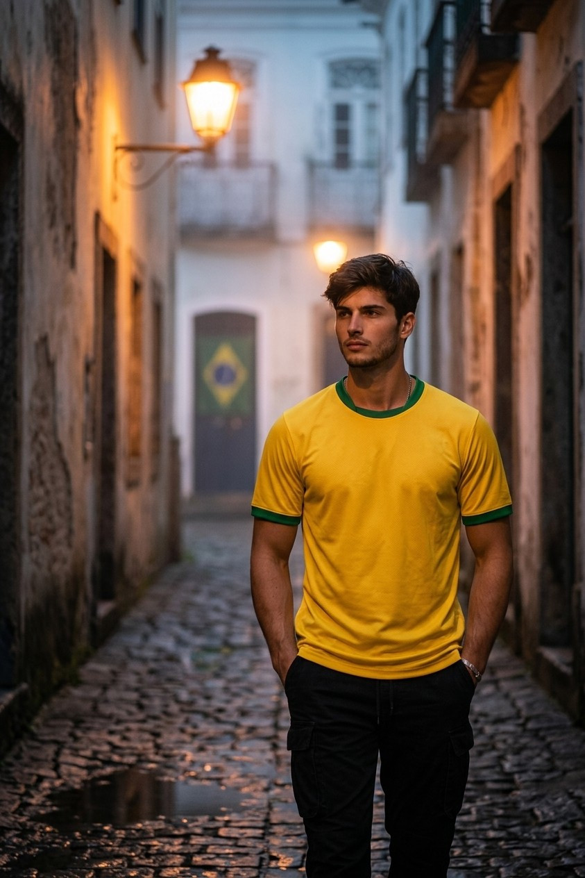 Supporter Lifestyle Portraits — old alley football portrait (Male)