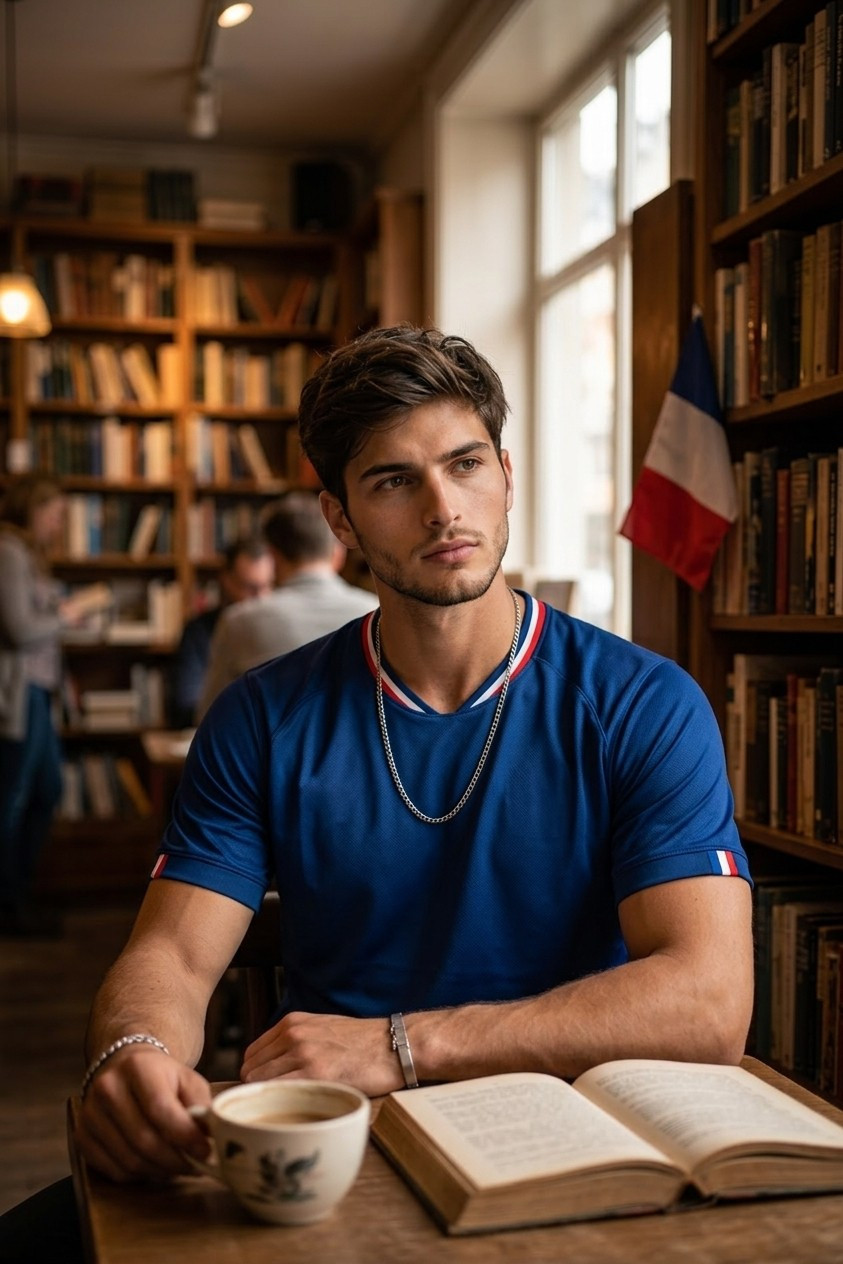 Supporter Lifestyle Portraits — bookstore football aesthetic (Male)