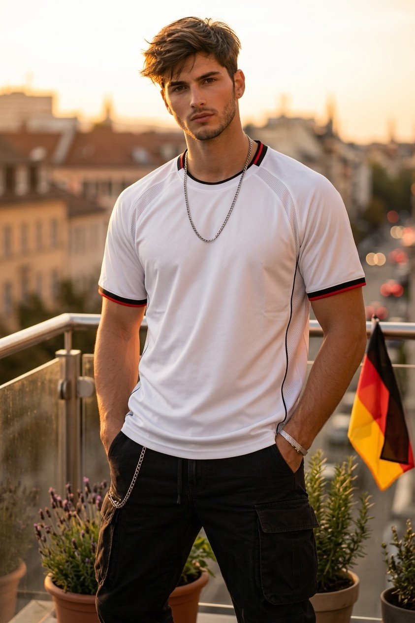 Supporter Lifestyle Portraits — sunset balcony supporter portrait (Male)