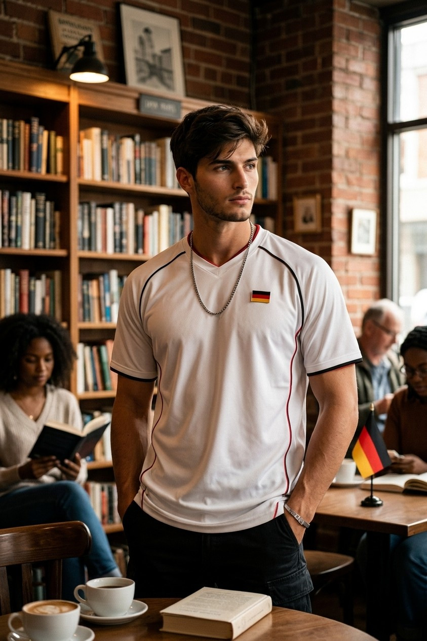 Supporter Lifestyle Portraits — bookstore football aesthetic (Male)