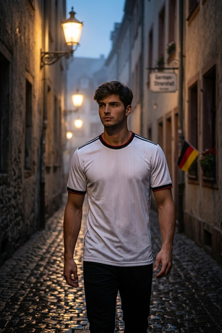Supporter Lifestyle Portraits — old alley football portrait (Male)