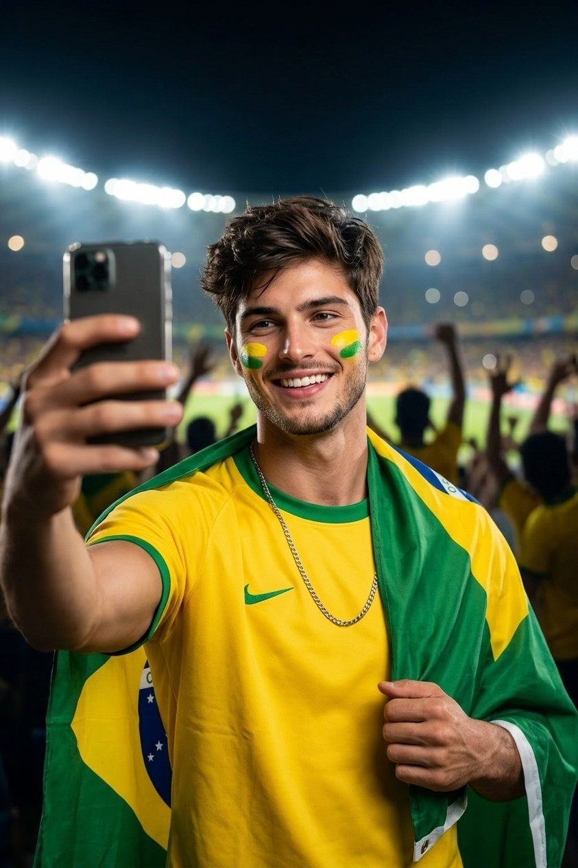 Football Fan Reactions — Cinematic Stadium Selfie Football Fan (Male)