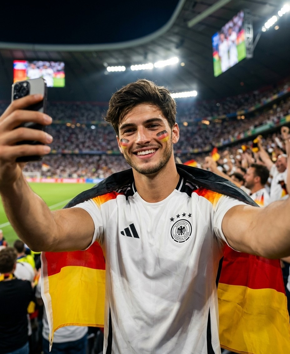 Football Fan Reactions — Cinematic Stadium Selfie Football Fan (Male)