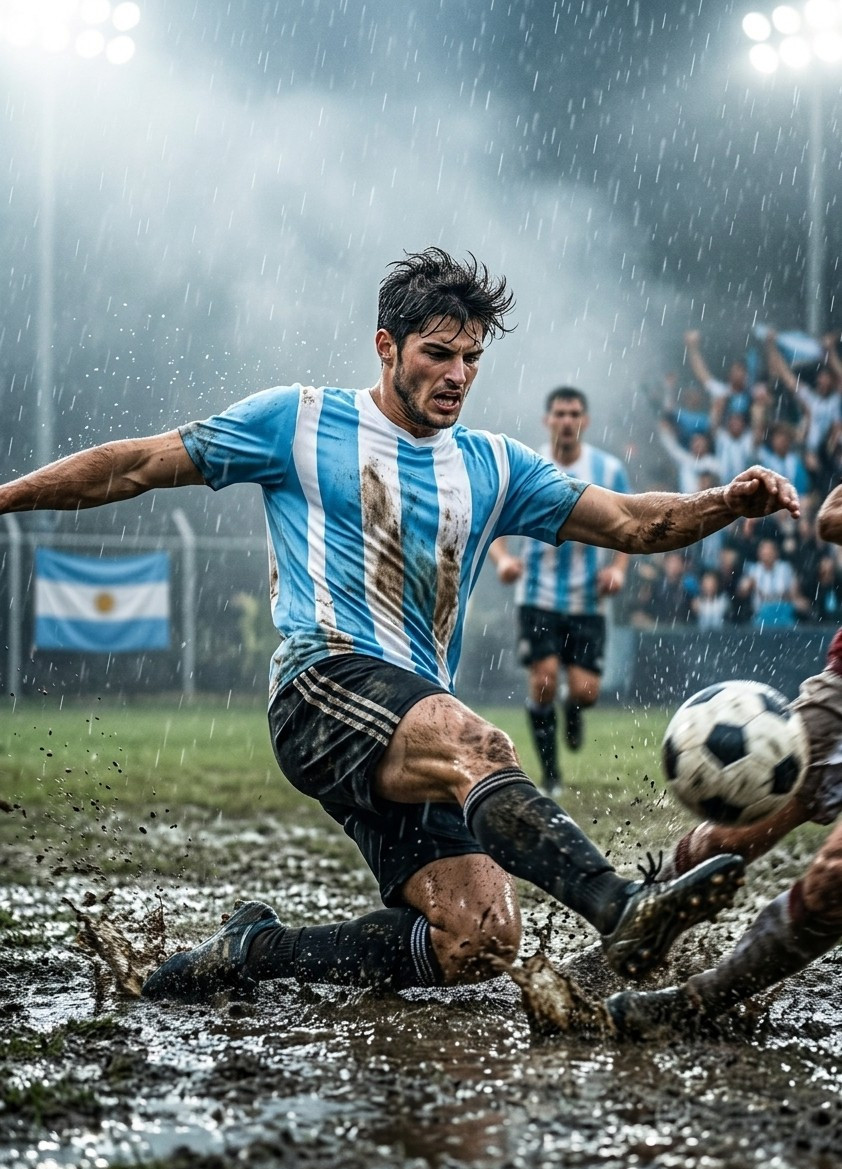 Fan flex portraits — muddy slide tackle (Male)