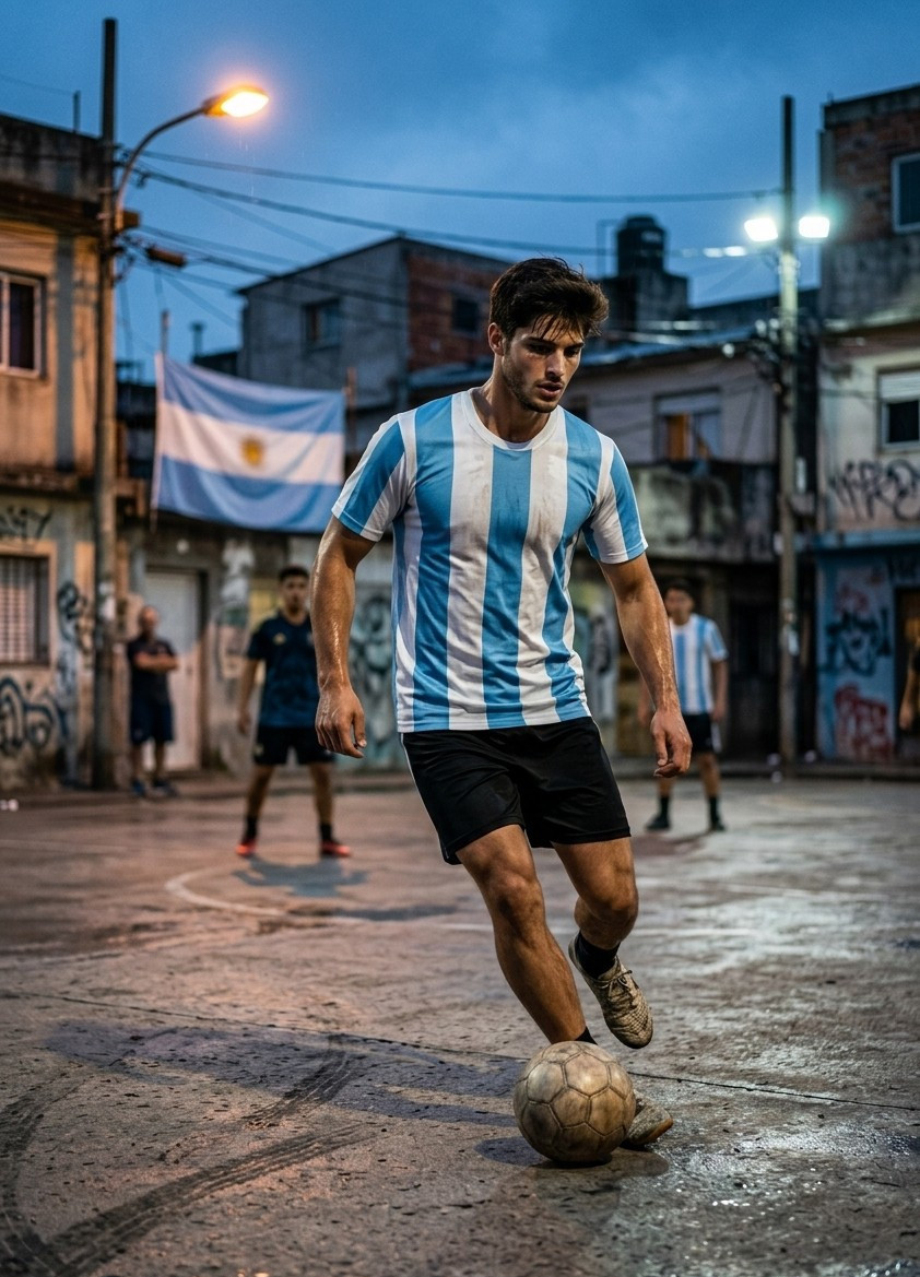 Fan flex portraits — street field dribble (Male)