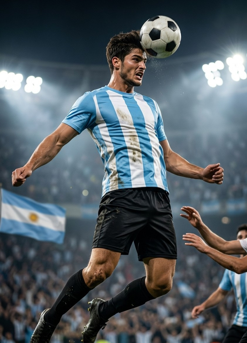 Fan flex portraits — floodlight header jump (Male)
