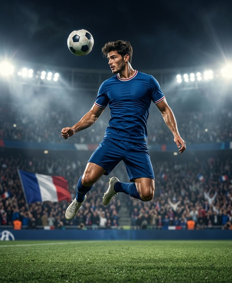 Fan flex portraits — floodlight header jump (Male)