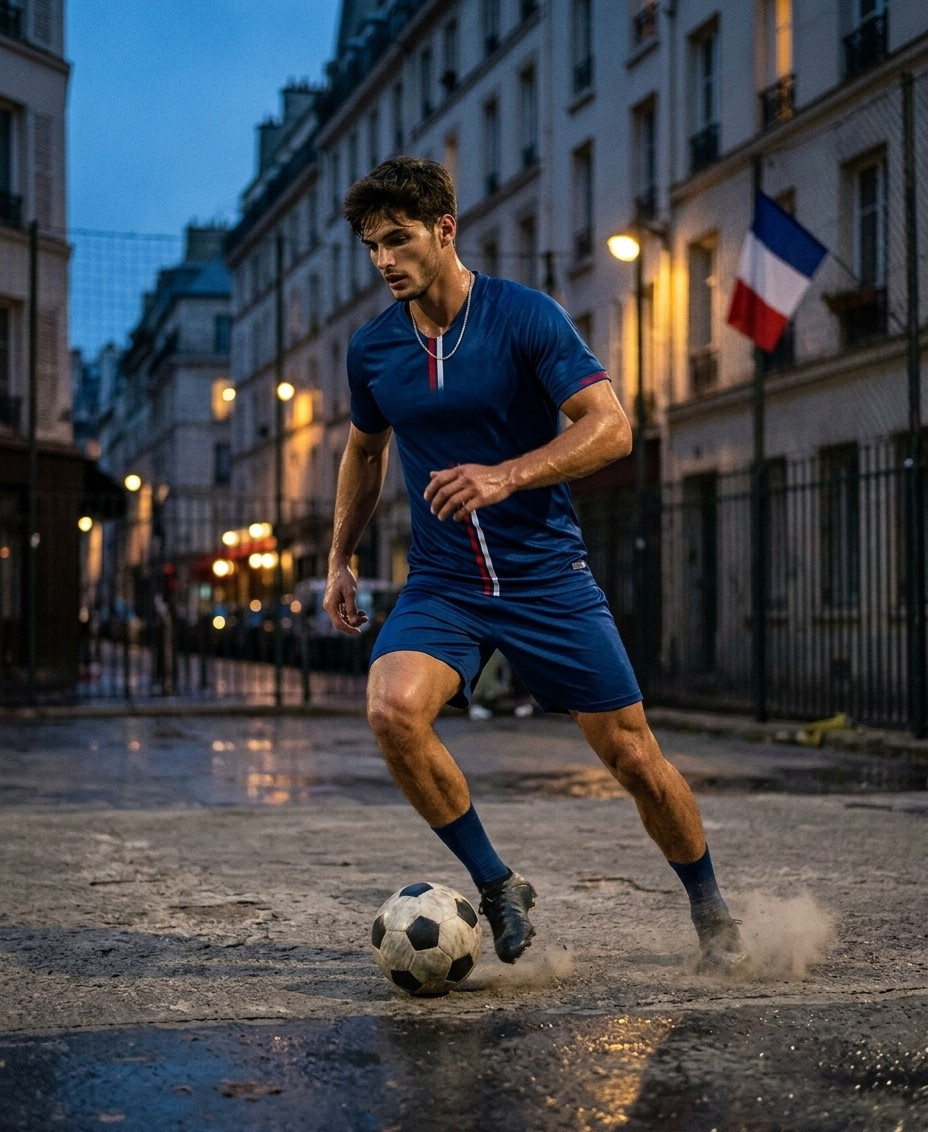 Fan flex portraits — street field dribble (Male)