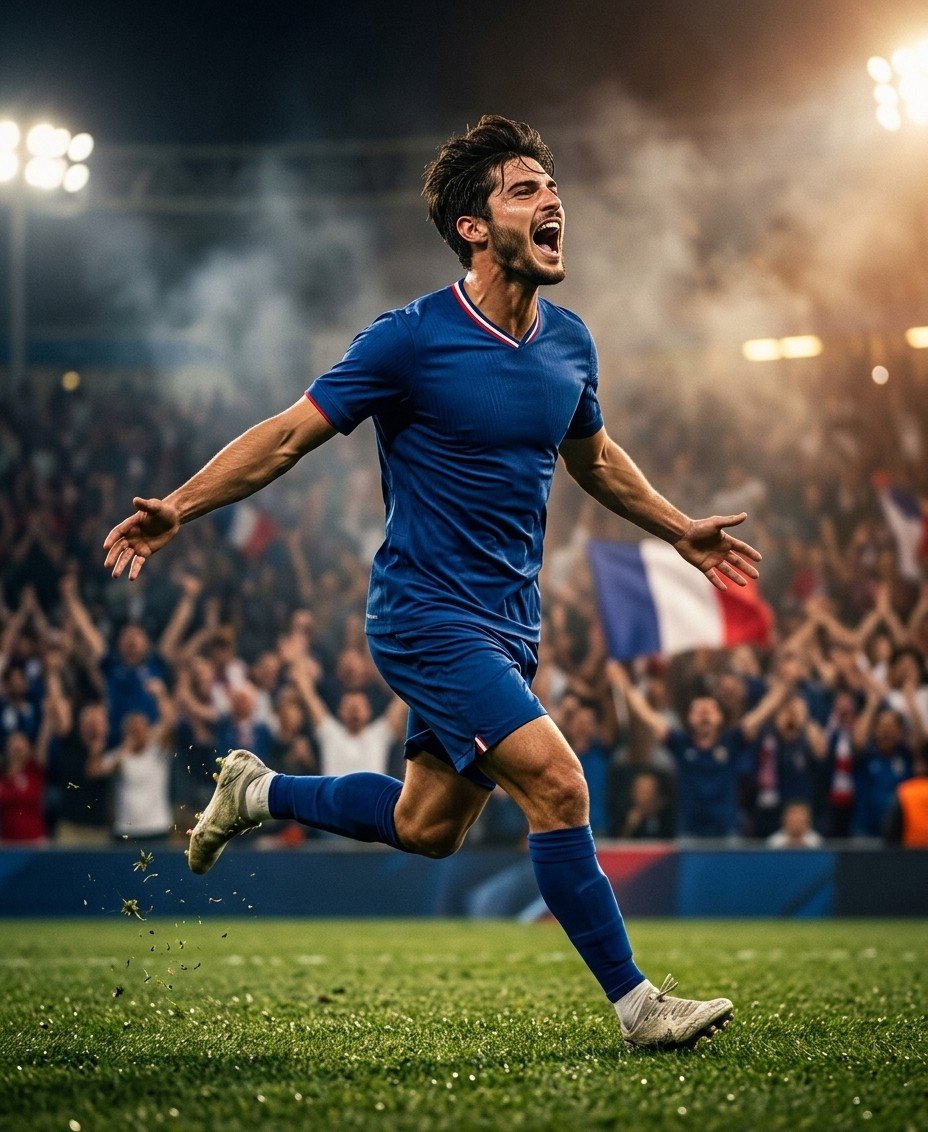 Fan flex portraits — goal celebration run (Male)