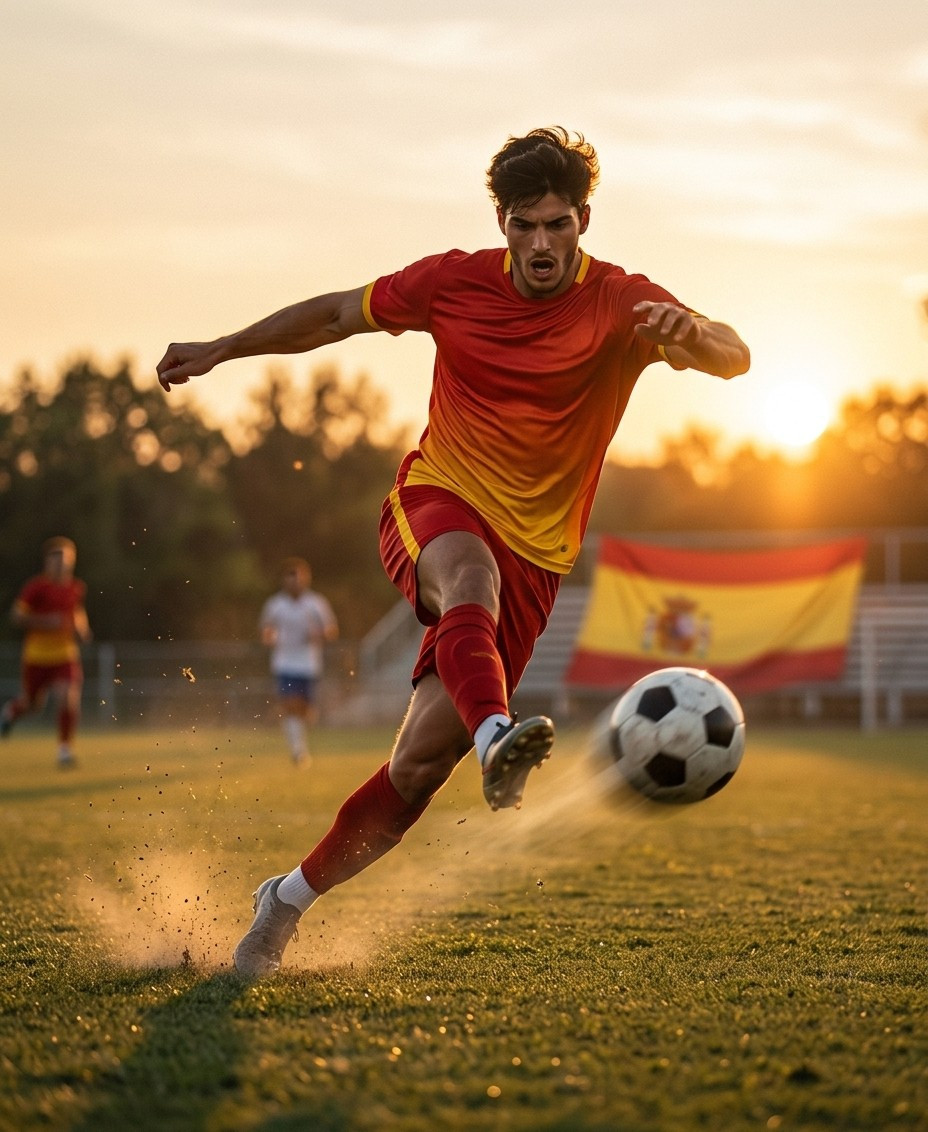 Fan flex portraits — sunset volley strike (Male)