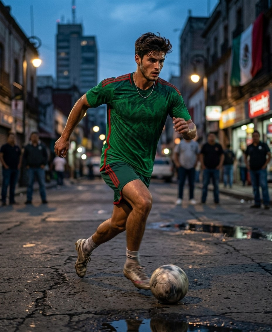 Fan flex portraits — street field dribble (Male)