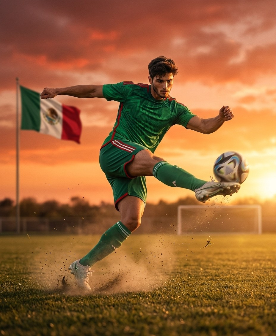 Fan flex portraits — sunset volley strike (Male)