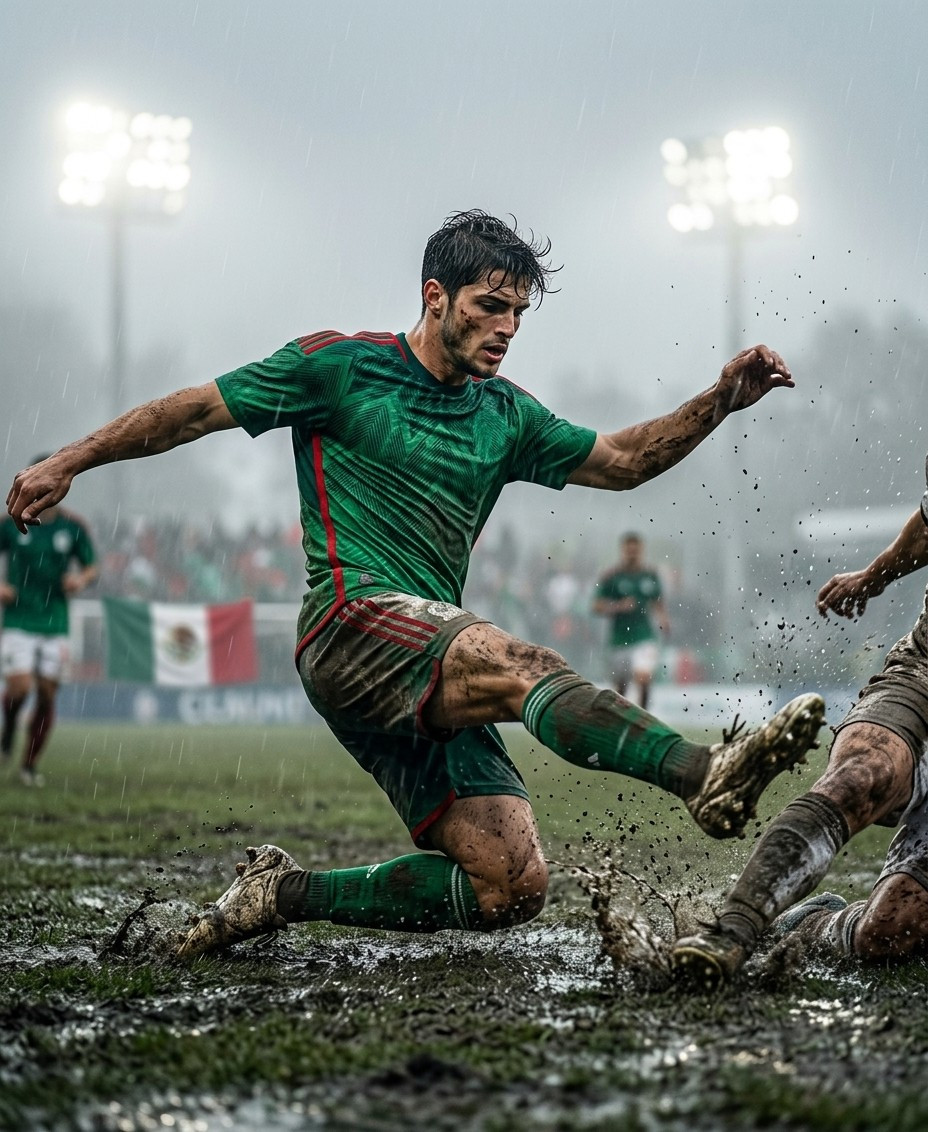 Fan flex portraits — muddy slide tackle (Male)