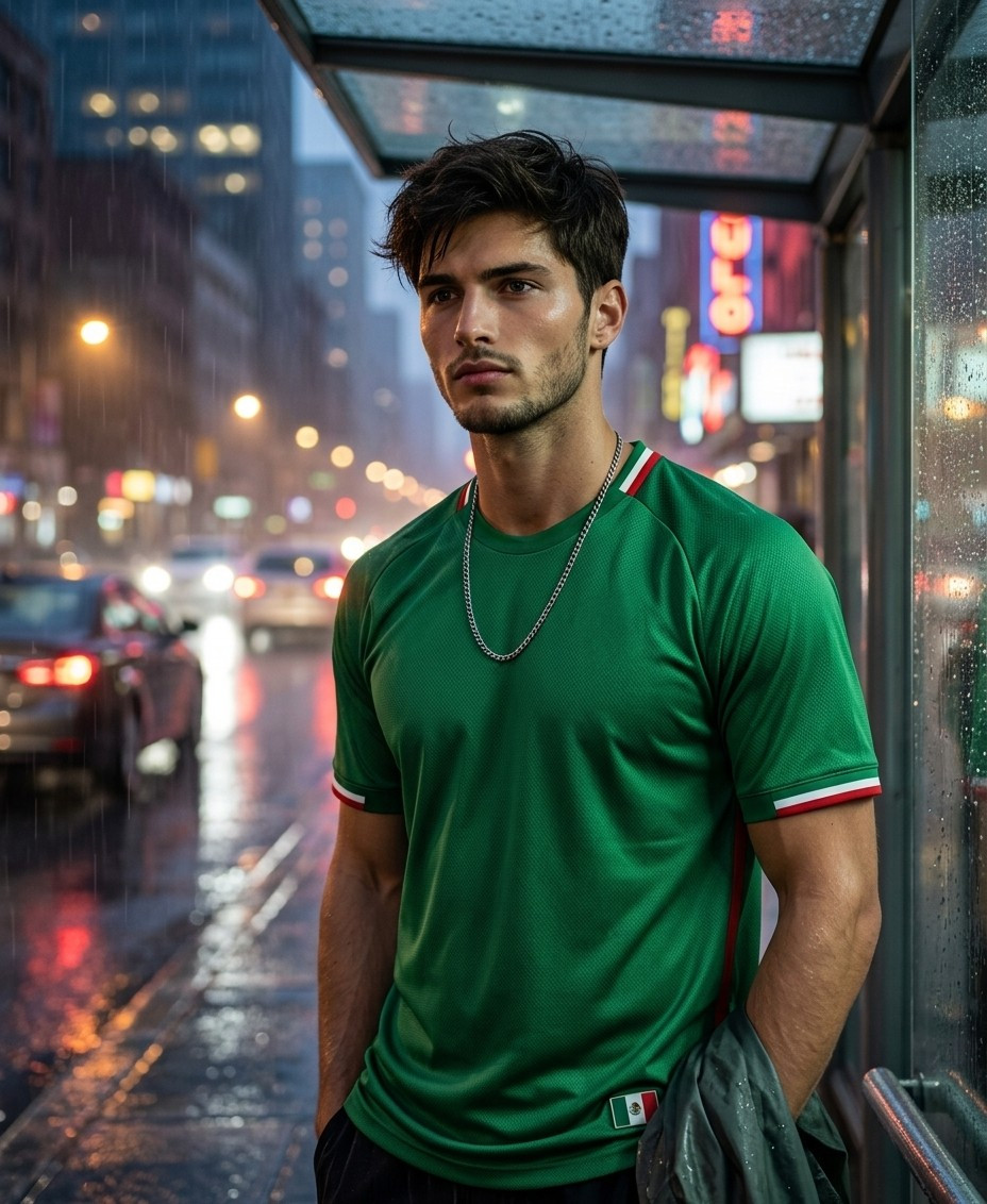 Supporter Lifestyle Portraits — rainy bus stop portrait (Male)