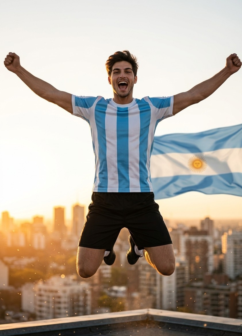 Football Star Poster Series — Rooftop Joy Burst Hero (Male)