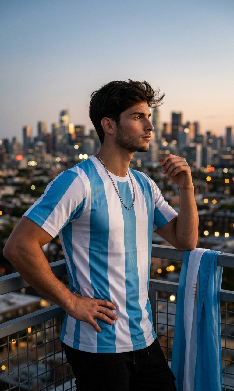 Football Star Poster Series — Rooftop Dream Portrait (Male)