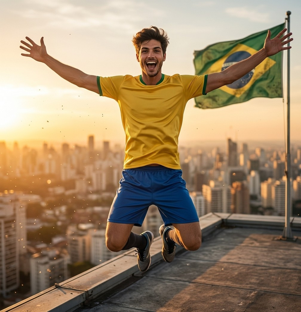 Football Star Poster Series — Rooftop Joy Burst Hero (Male)