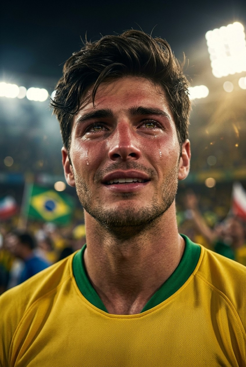 Football Star Poster Series — Emotional Close-Up Fan Portrait (Male)