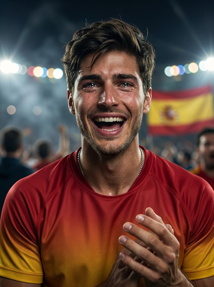 Football Star Poster Series — Emotional Close-Up Fan Portrait (Male)