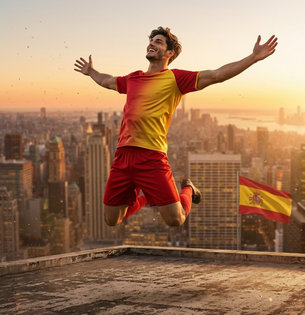 Football Star Poster Series — Rooftop Joy Burst Hero (Male)