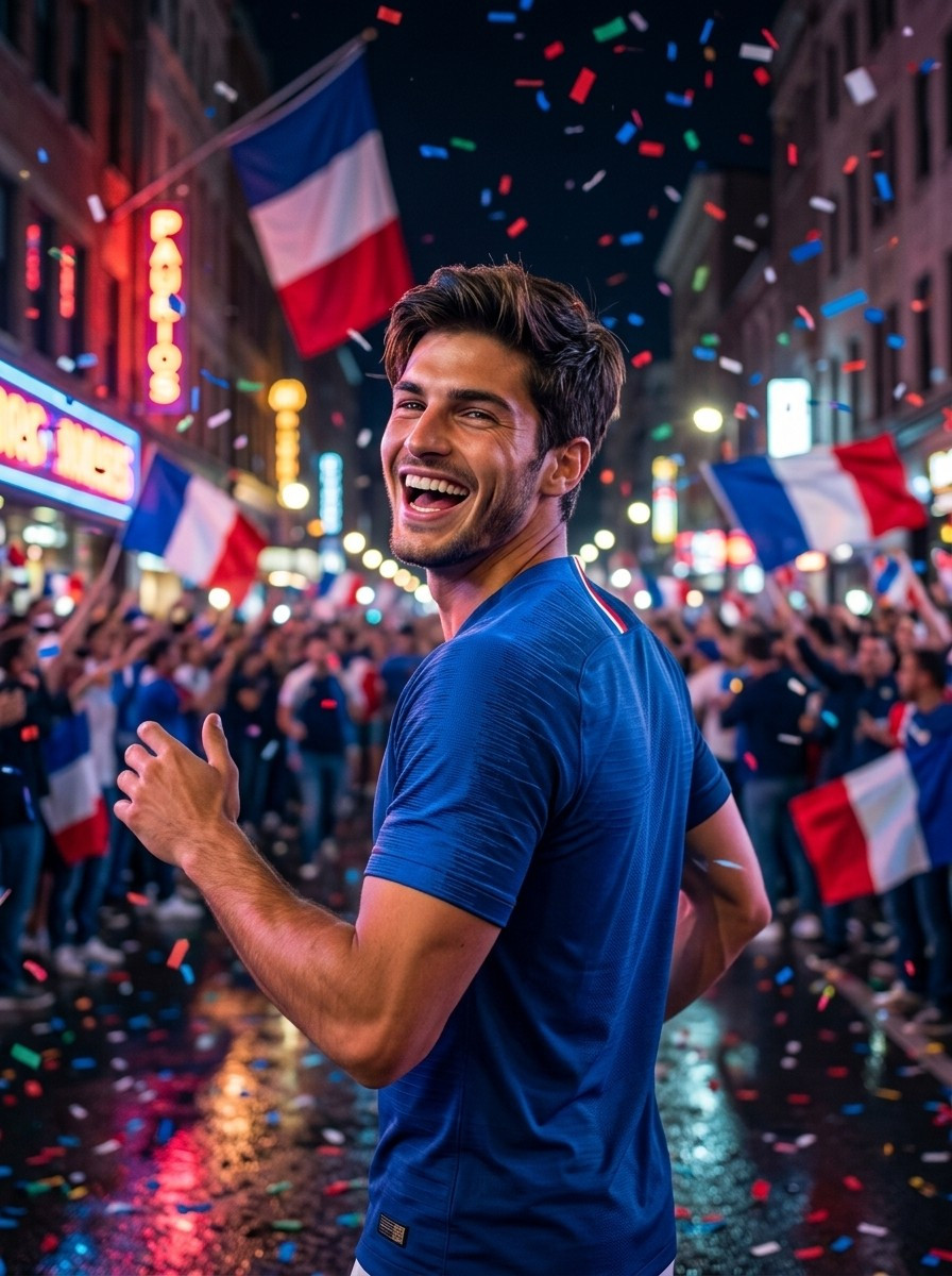 Football Star Poster Series — Street Confetti Celebration (Male)