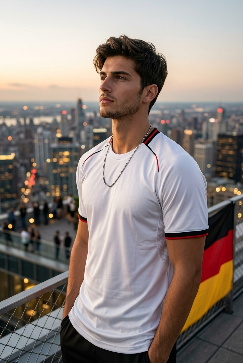 Football Star Poster Series — Rooftop Dream Portrait (Male)