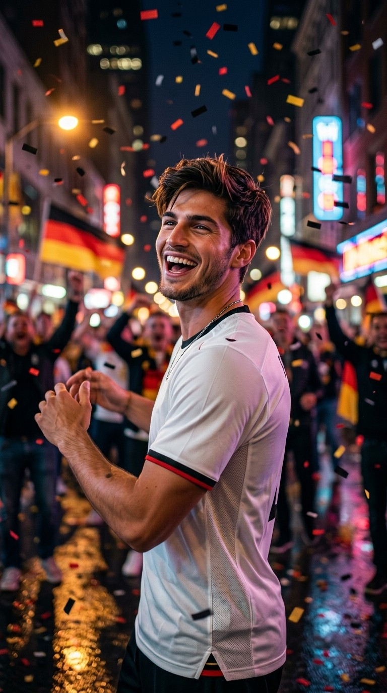 Football Star Poster Series — Street Confetti Celebration (Male)
