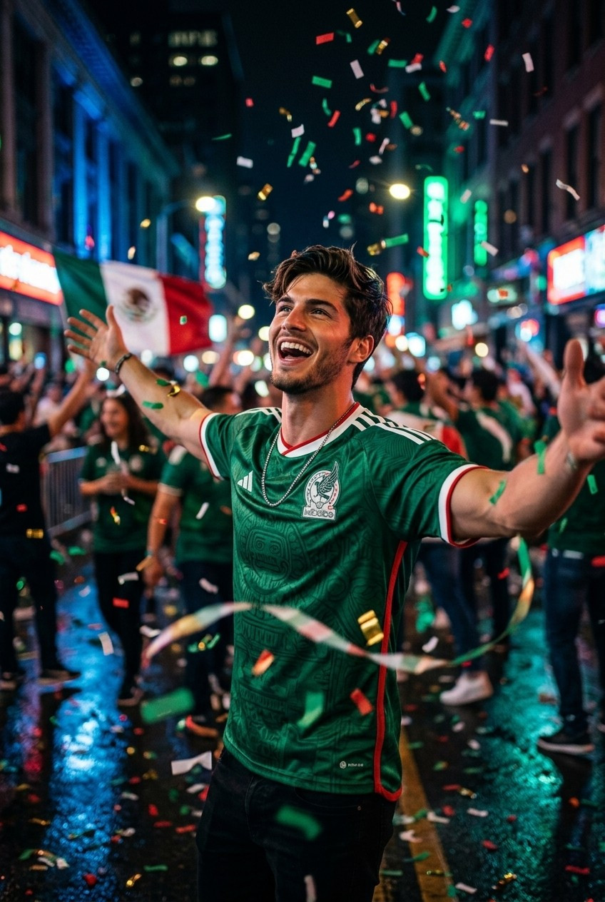 Football Star Poster Series — Street Confetti Celebration (Male)