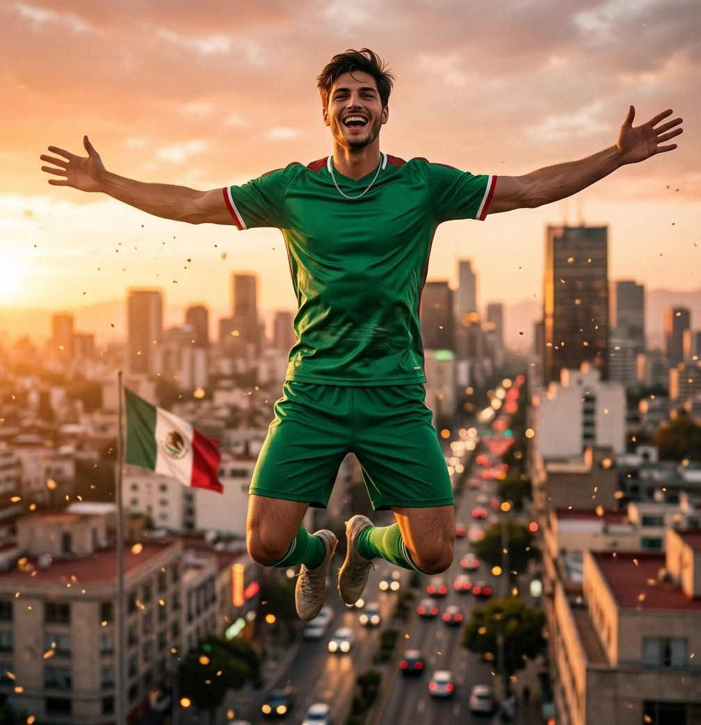 Football Star Poster Series — Rooftop Joy Burst Hero (Male)