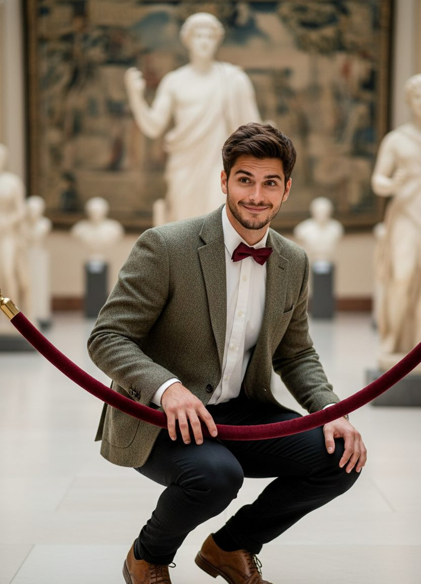 Mr. Bean Iconic Pose — Curatorial Caper (Male)