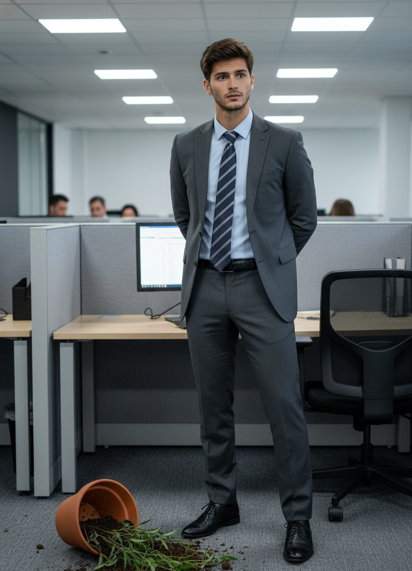 Mr. Bean Iconic Pose — Cubicle Catastrophe (Male)